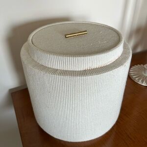 Elegant Cream Storage Box with Gold Accent